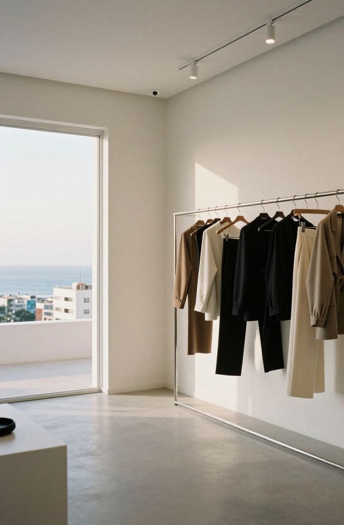 Curated fashion showroom rail