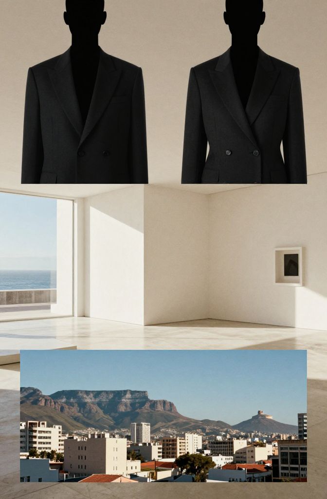 Fashion editorial in a brutalist interior